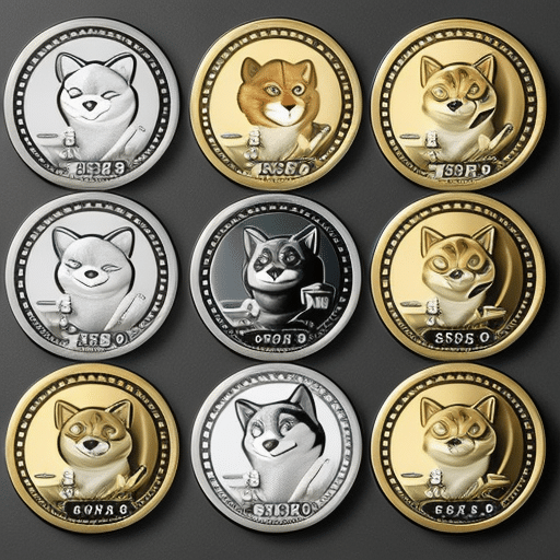 An image showcasing the evolution of meme coins, starting from the first iconic Doge-inspired coin, followed by the rise of Shiba Inu, and concluding with the latest trendsetting meme coins like Elon Musk-inspired tokens