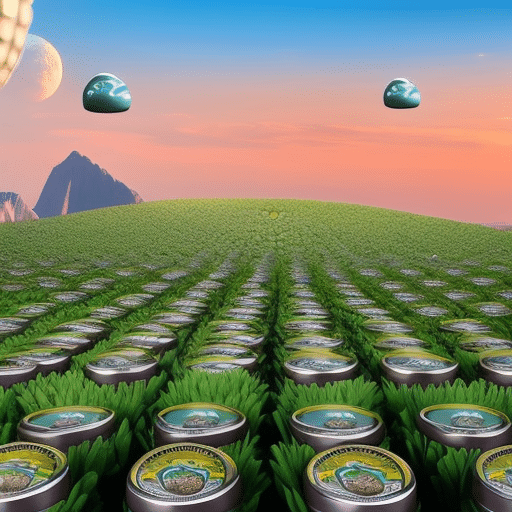 An image showcasing a vibrant digital landscape filled with a diverse array of whimsical and exaggerated meme-inspired coins, playfully floating through the air, symbolizing the potential for profitable investment