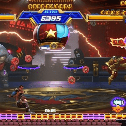 An image showcasing an epic showdown between Meme Kombat's iconic characters, surrounded by a vibrant backdrop filled with floating Milady Meme Coins, highlighting the thrilling fusion of meme culture and cryptocurrency