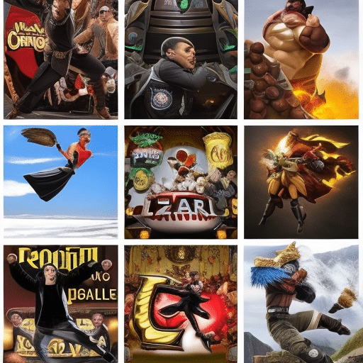 An image showcasing Meme Kombat's dominance in the market, with a vibrant and dynamic collage of diverse memes representing different genres, from surreal humor to relatable jokes, capturing the brand's wide reach and appeal