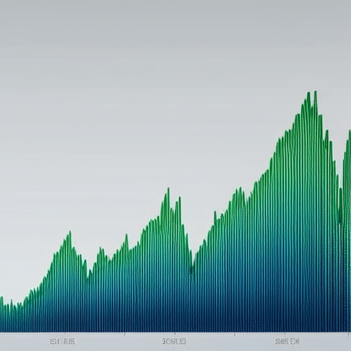 An image showcasing a dynamic line graph with varying colors representing the fluctuating market data of popular memecoins in 2023, displaying peaks and valleys to illustrate their volatility and potential growth