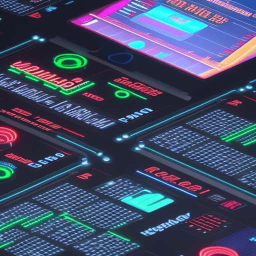 An image showcasing a bustling digital marketplace, with neon-lit screens displaying fluctuating charts, vibrant icons representing different memecoins, and a diverse group of traders eagerly engaging in transactions, capturing the dynamic energy of Memecoin Market News 2023