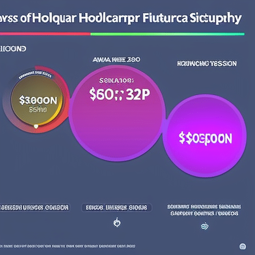Depict a graph on a futuristic holographic display, displaying a steep upward trajectory of a memecoin's value in 2023